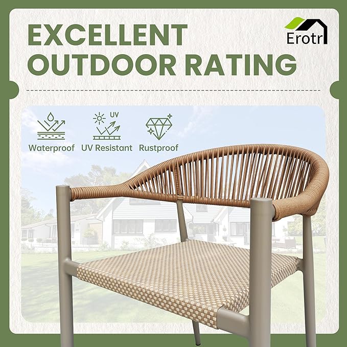 8 Pcs Stackable Patio Dining Chairs, Aluminum Rattan Outdoor Dining Chair - Image 3