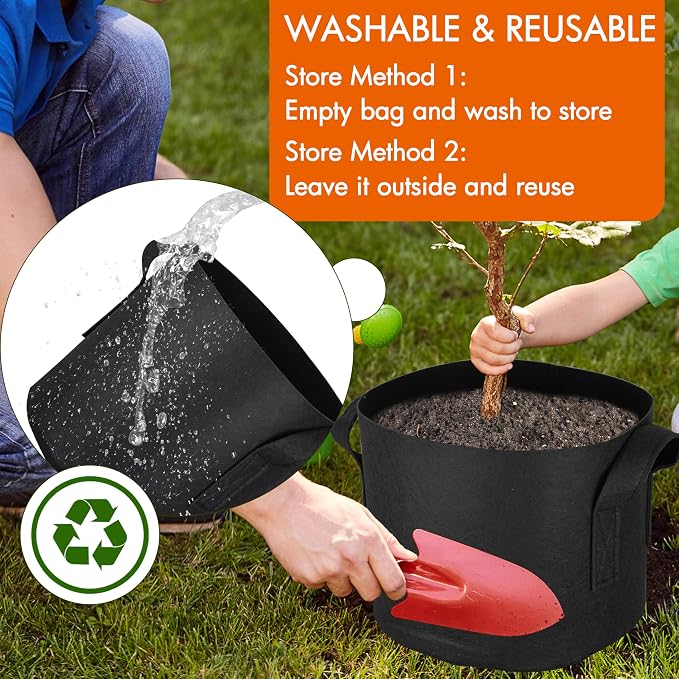 Gardzen 10-Pack 15 Gallon Grow Bags, Aeration Fabric Pots - Image 7