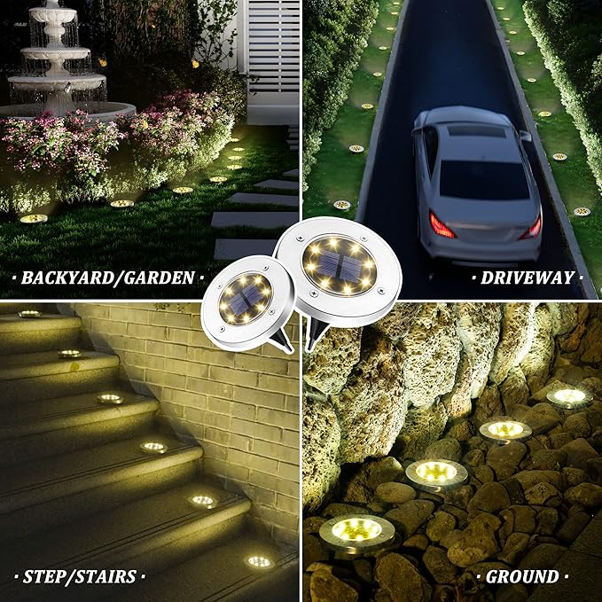 SOLPEX 20 Pack Solar Ground Lights Waterproof, Solar Powered Garden Lights - Image 2