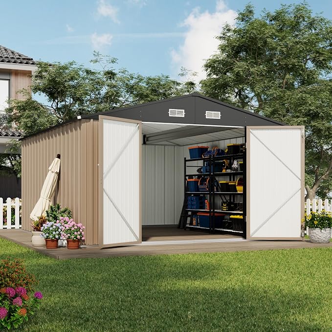 Devoko 10x12 FT Outdoor Storage Shed, Large Metal Storage Sheds by DEVOKO