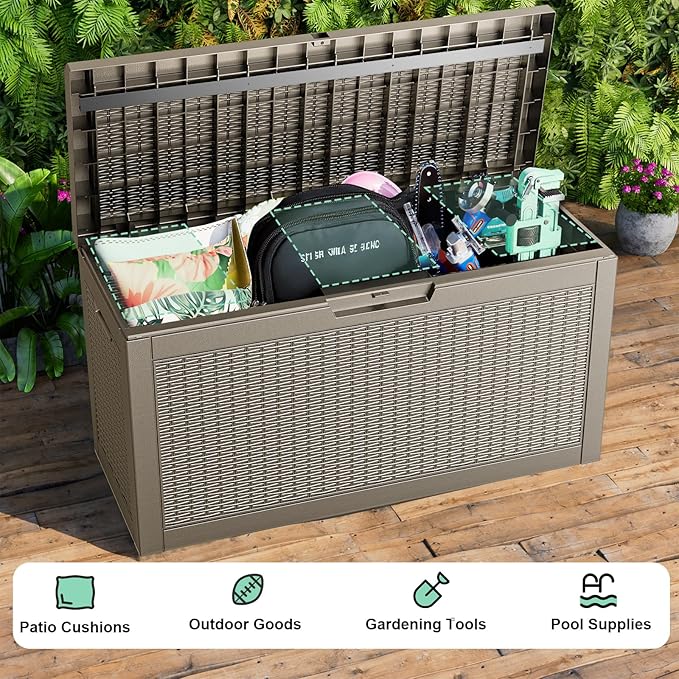 ROJIK Outdoor Storage Housing Deck Box, Waterproof Patio Furniture, Garden Tools - Image 5
