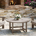 WestinTrends Malibu Low Outdoor HDPE Round Patio Coffee Table, Weathered Wood by WestinTrends