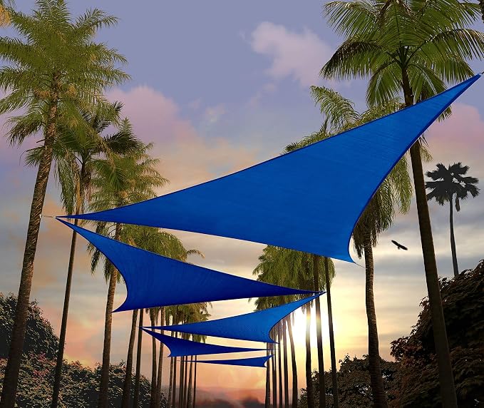 Amgo Custom Size 13' x 13' x 13' Blue Triangle Sun Shade Sail Order to Make by Amgo