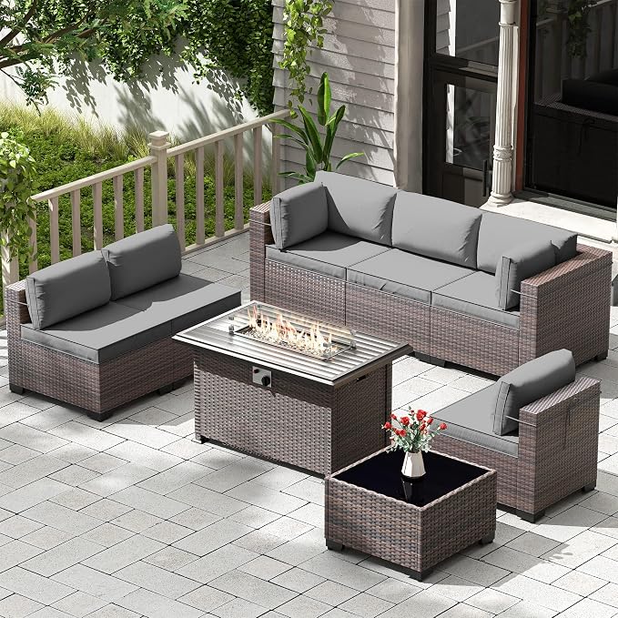 Kullavik 8 Pieces Outdoor Patio Furniture Set, Sectional Sofa Set - Image 8