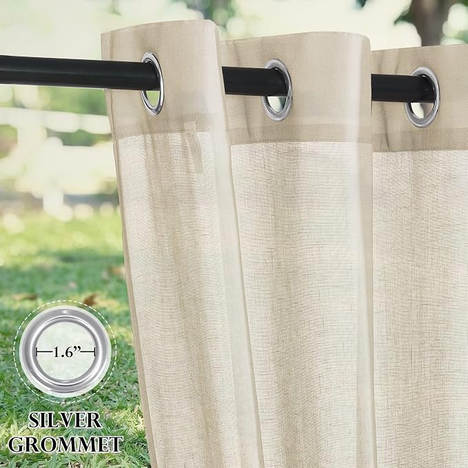 RYB HOME 2 Panels Outdoor Sheer Curtains - Image 4