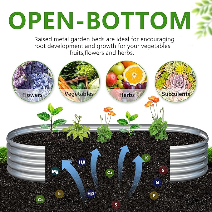 2PCS 8x2x1ft Galvanized Metal Raised Garden Bed Kit, Outdoor Planter Box - Image 3