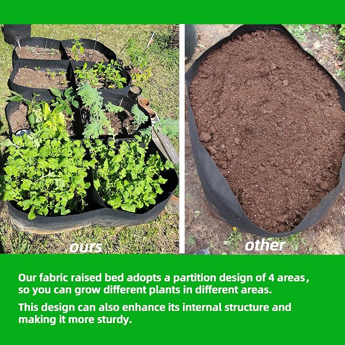 CJGQ Fabric Raised Garden Beds Outdoor, 2X2 Ft 4 Grids Plant Grow Bags - Image 2