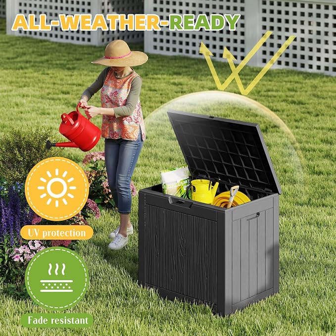 30 Gallon Waterproof Outdoor Storage Box, Resin Deck Box, Lockable Outside - Image 3