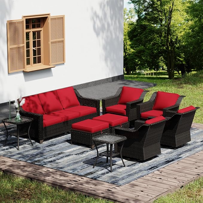 Joyside Wicker Patio Furniture Sets, 9 Pieces Upgraded Large Size Outdoor by Joyside