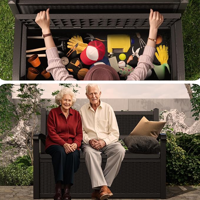DRATO 75 Gallon Storage Bench Deck Box Outdoor Indoor, Lockable Durable - Image 6