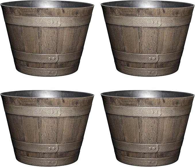 Classic Home and Garden Whiskey Plastic Resin Flower Pot Barrel Planter by ClassicHomeandGarden