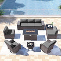 Kullavik 10 Pieces Outdoor Patio Furniture Set, PE Wicker Rattan Sectional Sofa by KULLAVIK