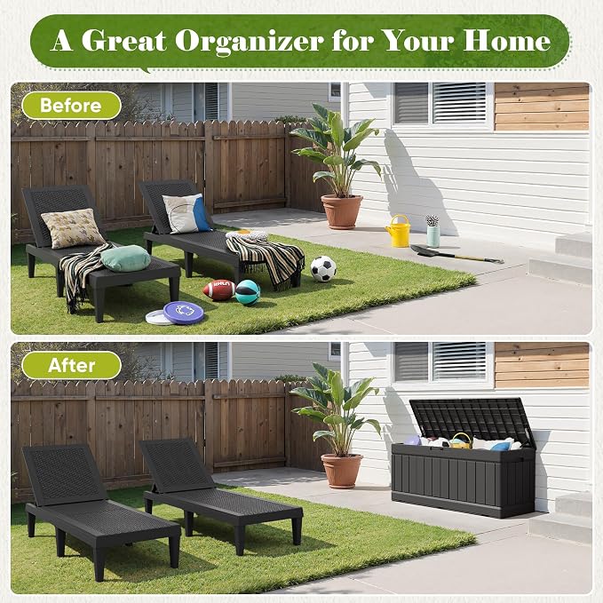 Flamaker Outdoor Storage Box 80 Gallon Resin Waterproof Deck Box Delivery Box - Image 6