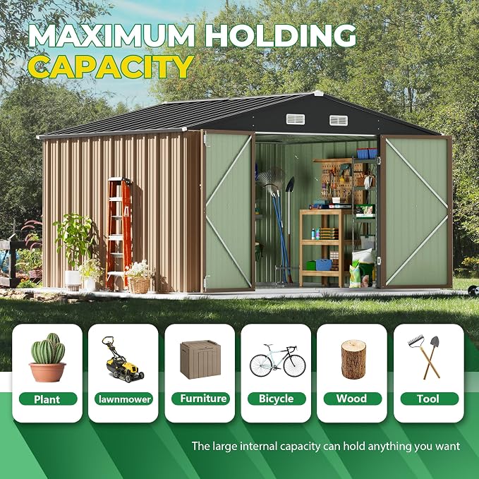 Devoko 10 x 10 FT Outdoor Storage Shed, Metal Garden Sheds & Outdoor Storage - Image 5