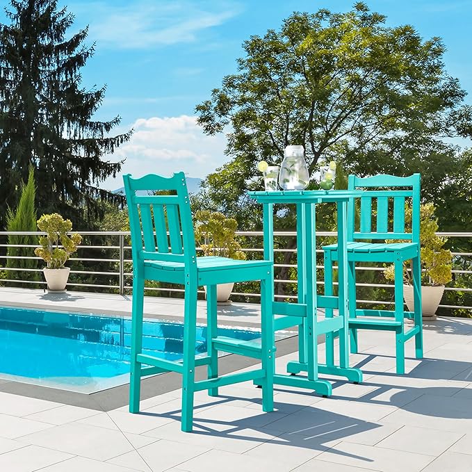 nalone Outdoor Bar Stools Set of 2, HDPE Tall Adirondack Chairs Bar Chairs - Image 2