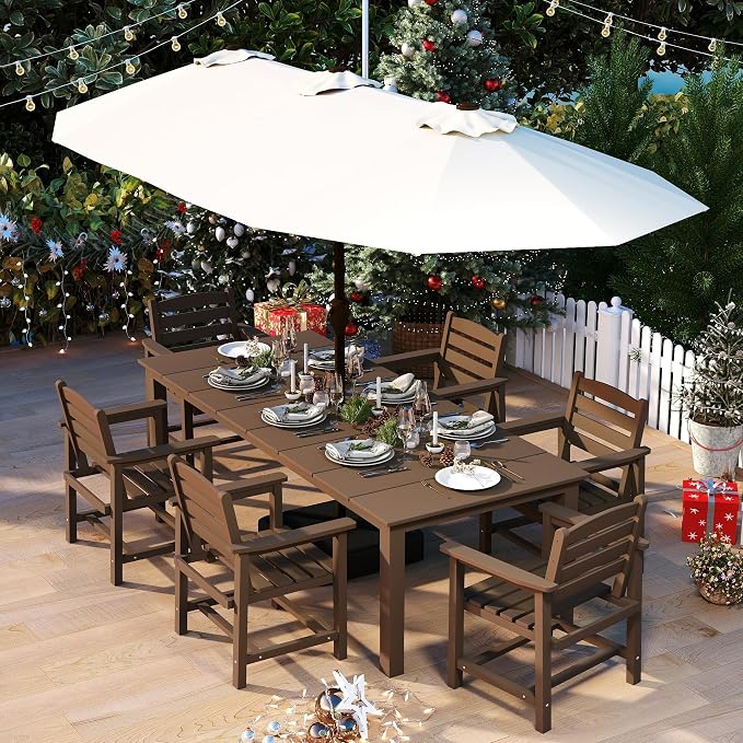 5-Piece Brown Outdoor Dining Set - Image 7