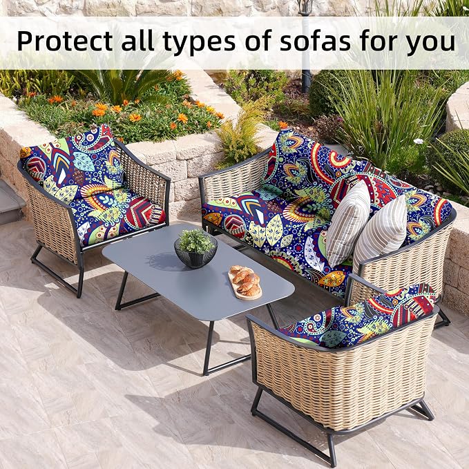 8Pcs Stretch Patio Cushion Covers, Outdoor Couch Covers Replacement, Outdoor - Image 6
