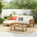 Merax 3 Piece Acacia Wood Patio Furniture Set, Outdoor Sectional Sofa Set by Merax
