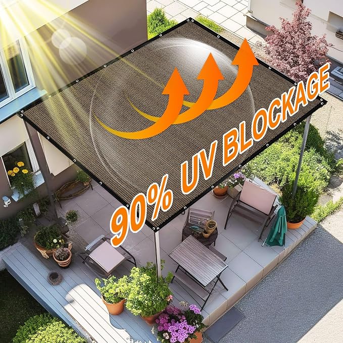 Artpuch 90% Sun Shade Cloth, 8 x 16 FT Pergola Shade Cover Canopy - Image 3