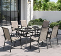 PHI VILLA Outdoor Dining Set for 6, Patio Chairs withTextilene Fabric and Metal by PHIVILLAThepioneerofcomfortablehouseholdsupplies