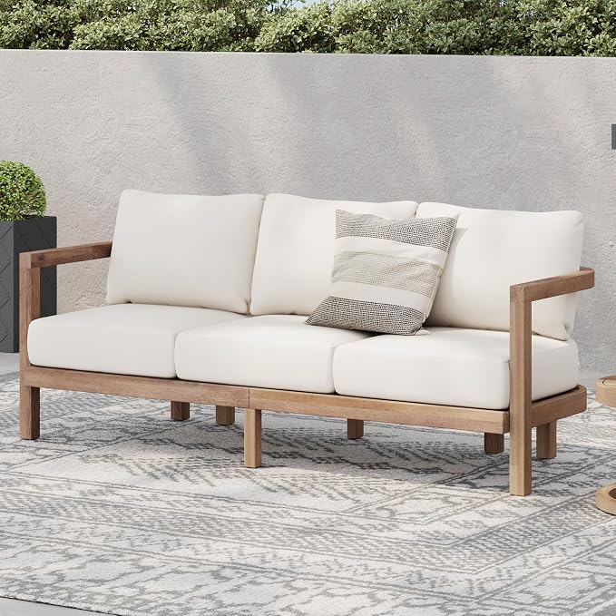 Merax 3 Seater Outdoor Acacia Wood Patio Sofa by Merax