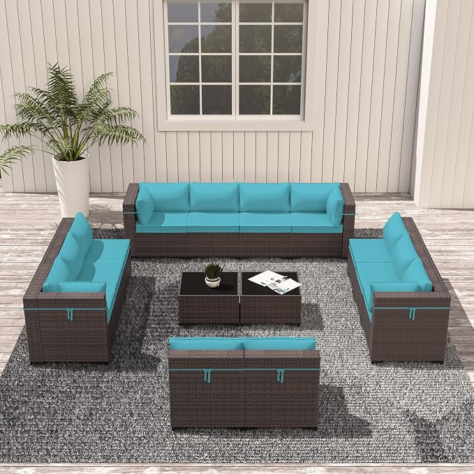Outdoor Patio Furniture Set, 14 Pieces Outdoor Sectional Furniture Patio Sofa - Image 8
