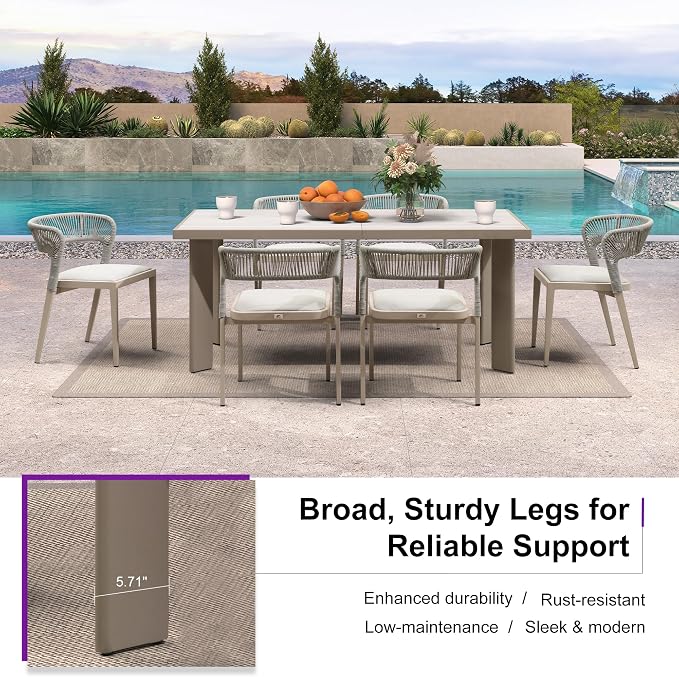 PURPLE LEAF 7 Pieces Outdoor Dining Set Patio Dining Furniture Aluminum Wicker - Image 5