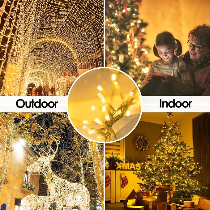 Extra-Long 300LED Christmas Lights Outdoor Indoor, Upgraded Warm White String - Image 6
