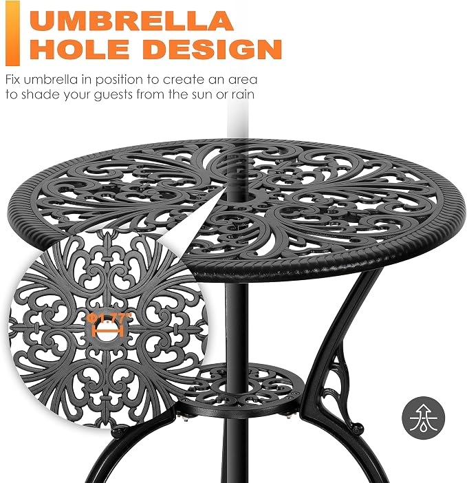 NUU GARDEN 3 Piece Bistro Set Outdoor, All Weather Cast Aluminum Patio Bistro - Image 7