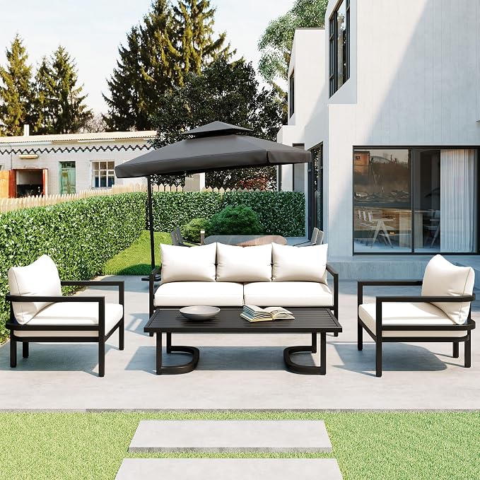 Merax 4 Piece Sectional Furniture Patio Sofa Multi-Person Outdoor Steel Sofa Set - Image 2