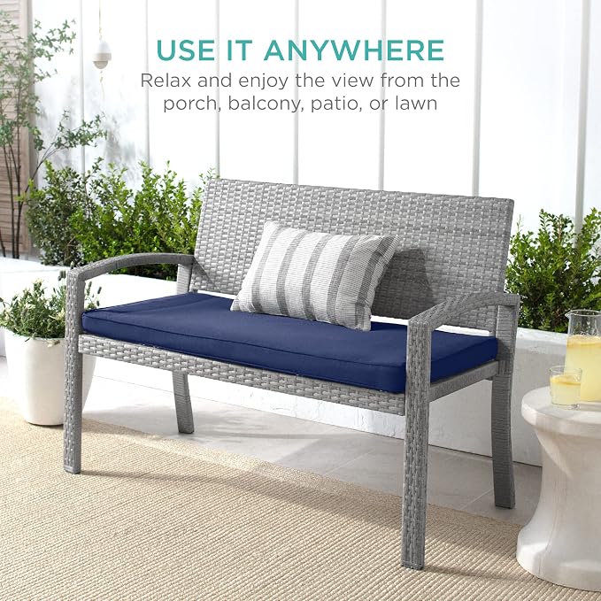 Best Choice Products Outdoor Bench 2-Person Wicker Garden Patio Benches Seating - Image 7