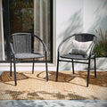 EMMA + OLIVER Set of 2 Modern Rattan Indoor/Outdoor Stack Chairs, Stacking by EMMAOLIVER