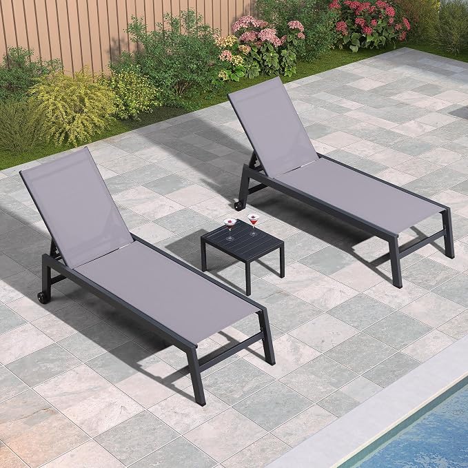 PURPLE LEAF Patio Chaise Lounge Set 4 Pieces Aluminum Outdoor Lounge Chairs - Image 3