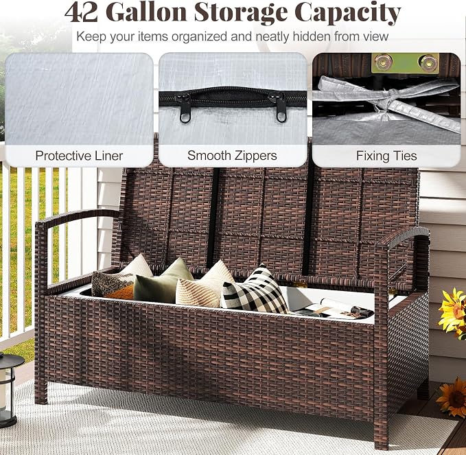Tangkula 42 Gallon Outdoor Bench - Image 4