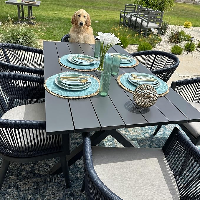 PURPLE LEAF Patio Dining Set for 10 All-Weather Wicker 11 Piece Aluminium - Image 2