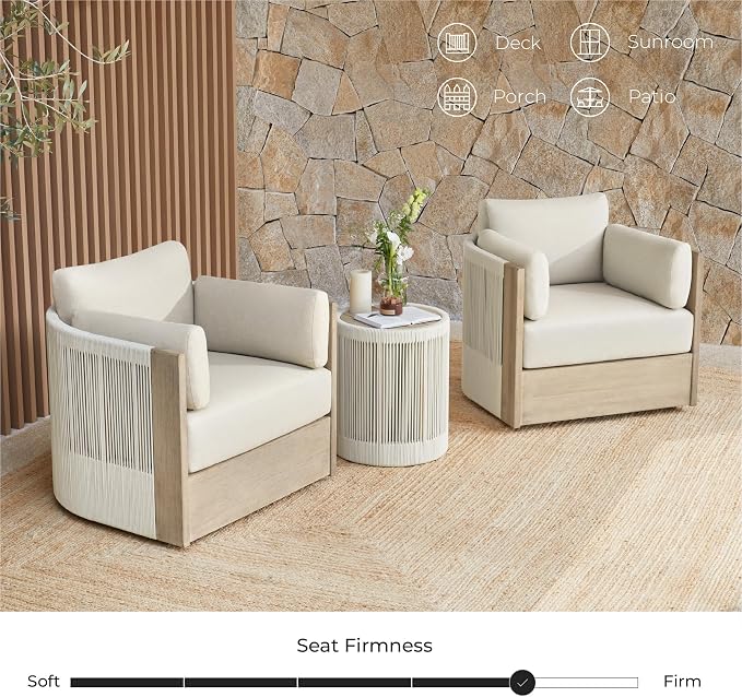 CHITA Boho Patio Rattan 360° Swivel Chair, Outdoor Wicker Furniture - Image 3