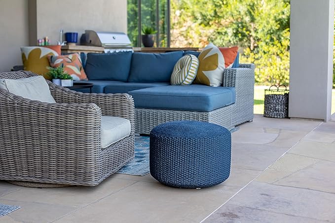 BIRDROCK HOME Outdoor Pouf Ottoman | Hand Woven Waterproof Foot Stool - Image 2