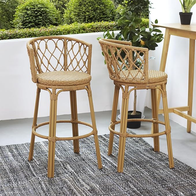 Christopher Knight Home Harrison 28.75"H Outdoor Barstools Set of 2, Rattan Bar by ChristopherKnightHome