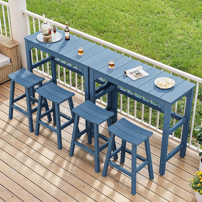Weatherproof Bar Stools Set of 4, Saddle Seat, Bar Height Stools - Image 9