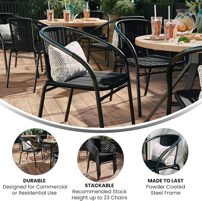 Flash Furniture Lila Modern Rattan Indoor/Outdoor Stackable Dining Chairs - Image 5