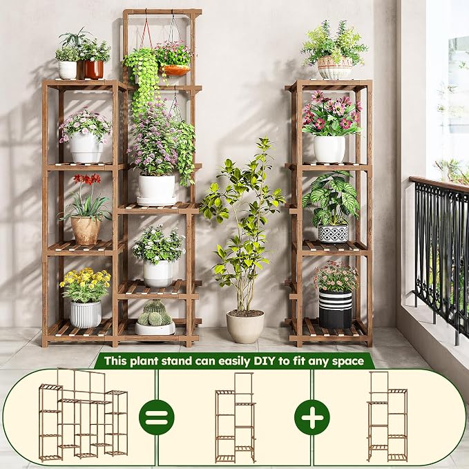 EnHomee Plant Stand Indoor Wood Plant Stand Outdoor Tiered Plant Shelf - Image 5