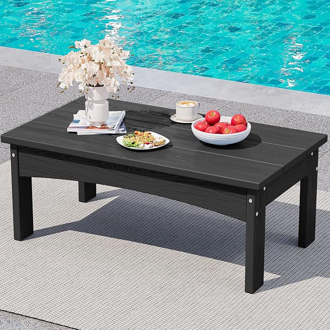 SERWALL HDPE Outdoor Coffee Table, All-Weather Patio Side Table, Durable Patio by SERWALL