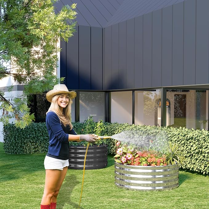 2PCS 2x2x1FT Galvanized Raised Garden Bed Kit, Vegetable Boxes-Round Metal - Image 7