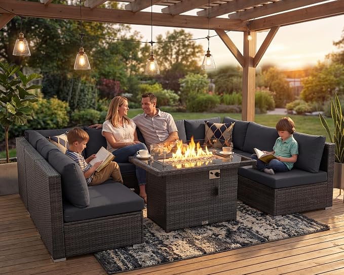 NICESOUL 9 Piece Modern Outdoor Furniture Set - Image 3