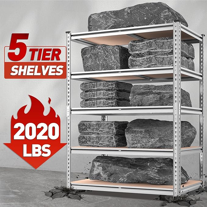 REIBII 2020LBS Garage Shelving Heavy Duty Metal Shelving 5 Tier Storage Shelves - Image 4