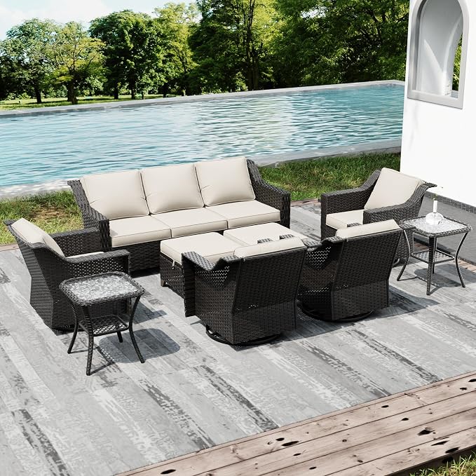 Joyside Wicker Patio Furniture Sets, 9 Pieces Upgraded Large Size Outdoor - Image 7