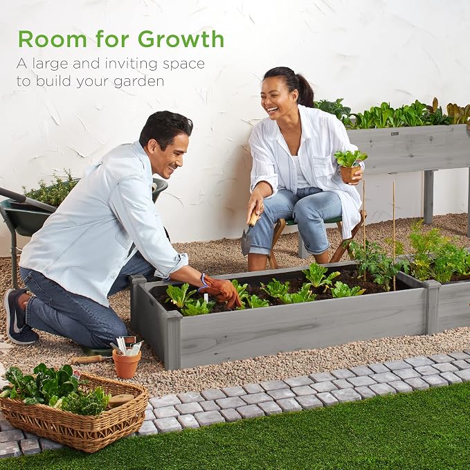 Best Choice Products 8x2ft Outdoor Wooden Raised Garden Bed Planter - Image 2
