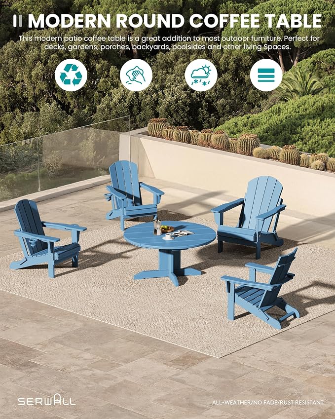 SERWALL 36'' Round Outdoor Coffee Table - Image 6