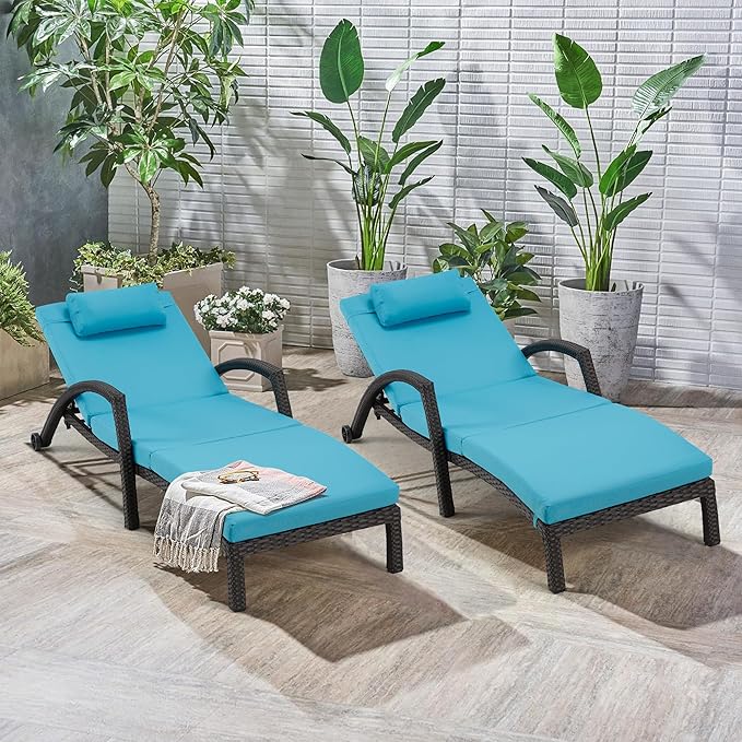 HOMREST Chaise Lounge Chairs Set of 6, PE Rattan Wicker Lounge Chair - Image 8