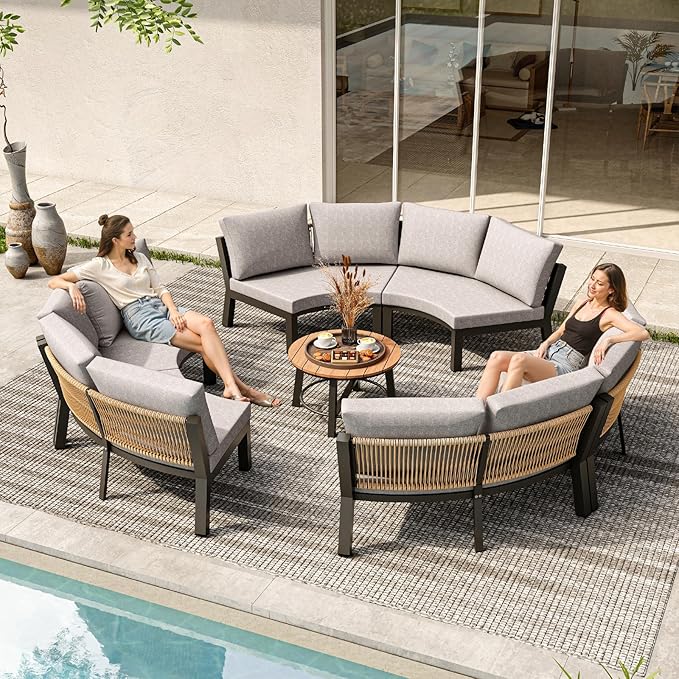 Outdoor Aluminum Round Coffee Table, All-Weather Patio Coffee Tables - Image 7